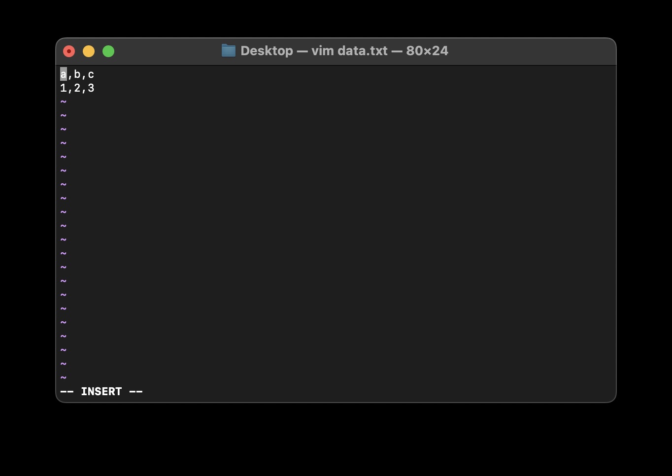 Step 4 - Vim insert Mode on Mac